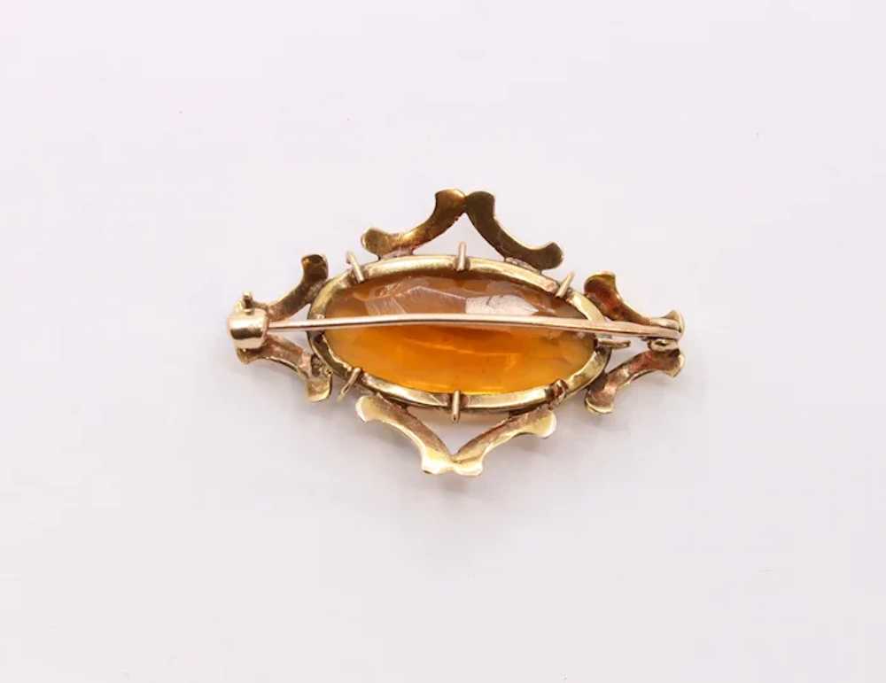 Victorian Edwardian Citrine White Enamel 14K Yell… - image 5