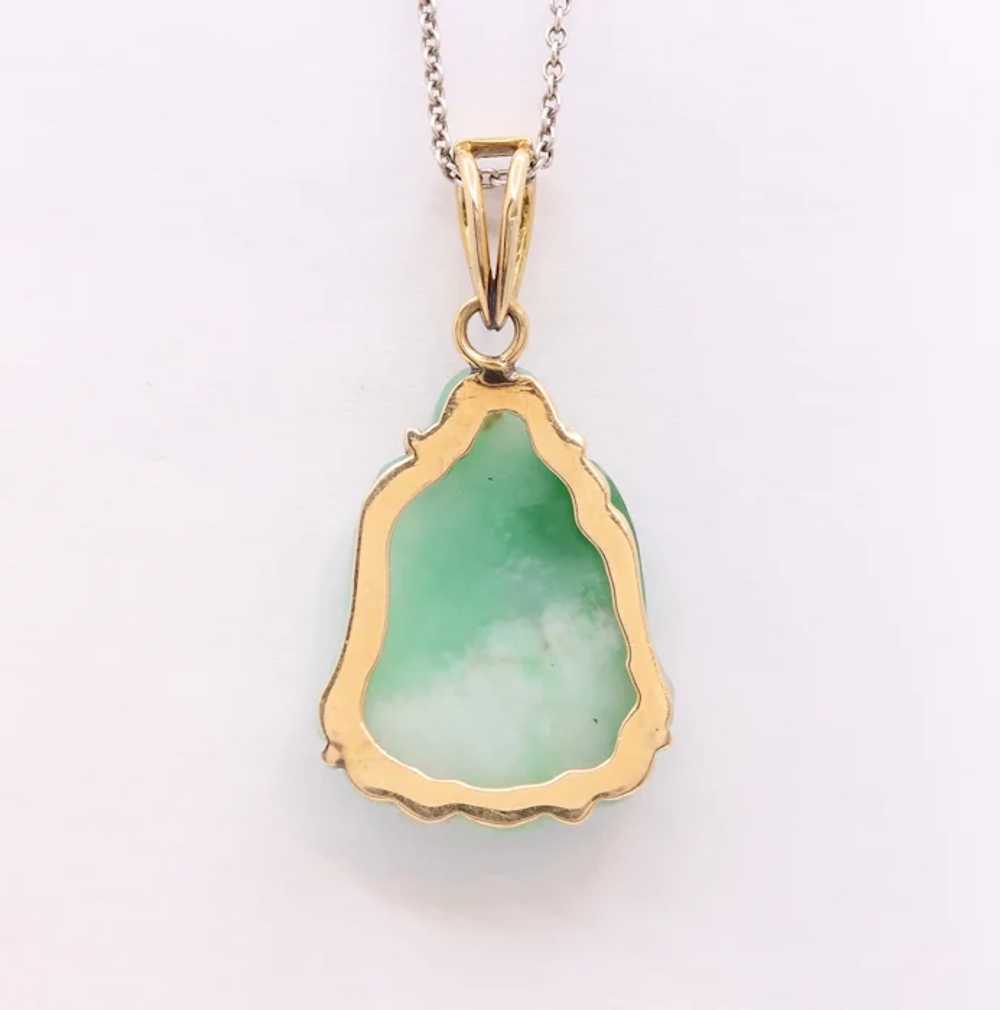 Vintage 14K Yellow Gold Jade Buddha Pendant - image 4