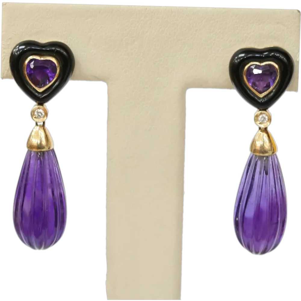 Vintage Bvlgari Style Amethyst Black Onyx Diamond… - image 1