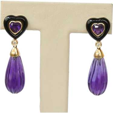 Vintage Bvlgari Style Amethyst Black Onyx Diamond… - image 1