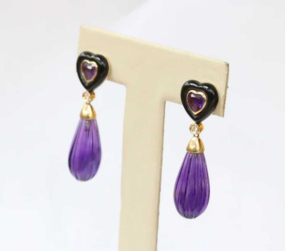 Vintage Bvlgari Style Amethyst Black Onyx Diamond… - image 2