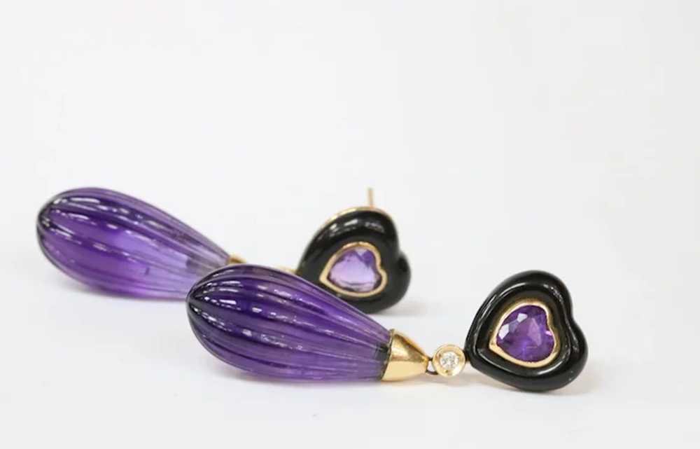 Vintage Bvlgari Style Amethyst Black Onyx Diamond… - image 3