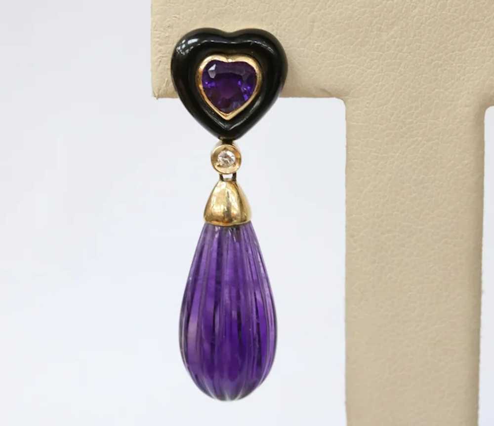 Vintage Bvlgari Style Amethyst Black Onyx Diamond… - image 4