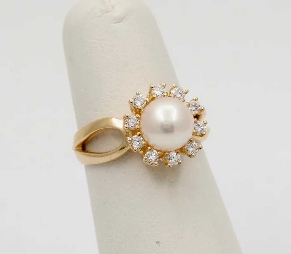 Mikimoto Vintage Pearl Diamonds 14K Yellow Gold R… - image 4