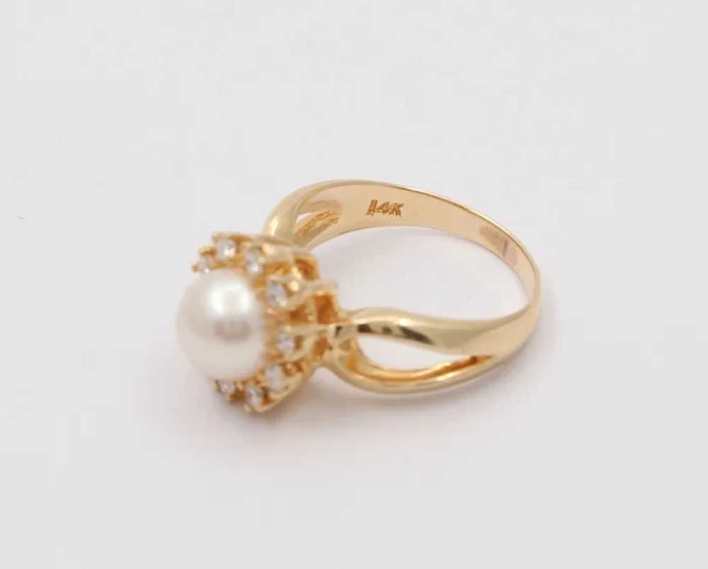 Mikimoto Vintage Pearl Diamonds 14K Yellow Gold R… - image 6