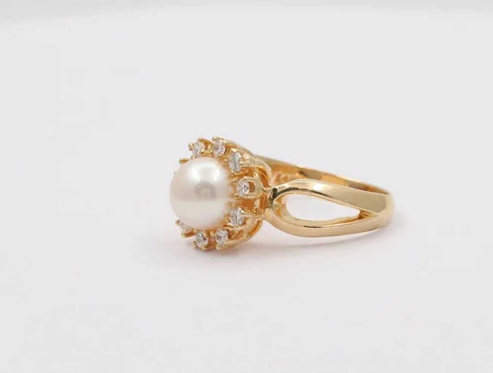 Mikimoto Vintage Pearl Diamonds 14K Yellow Gold R… - image 8