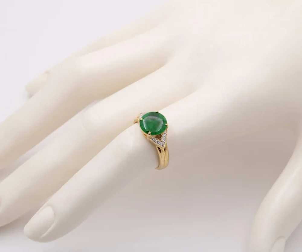 Vintage 18K Gold Green Aventurine and Diamond Ring - image 10