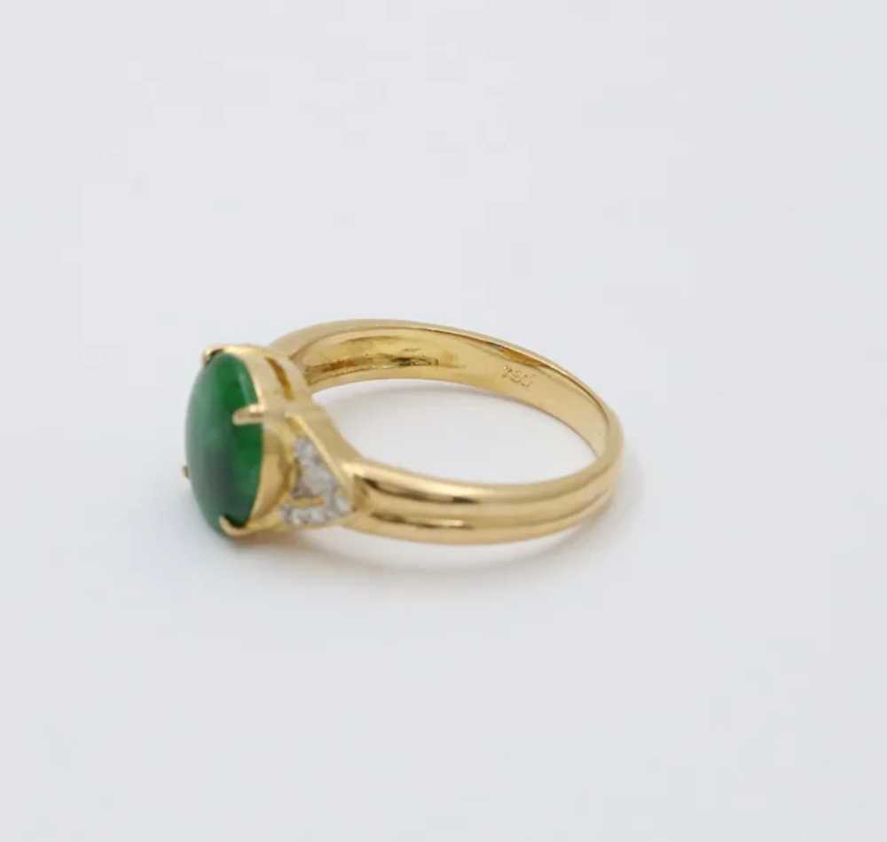 Vintage 18K Gold Green Aventurine and Diamond Ring - image 6