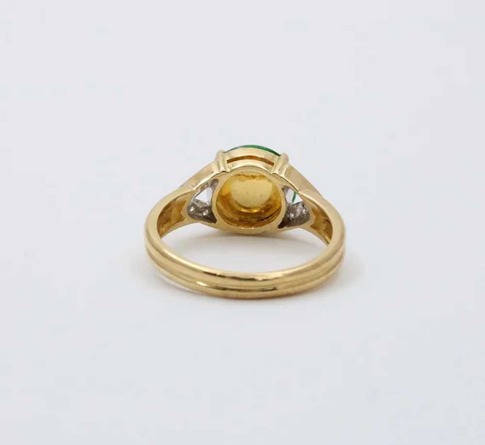 Vintage 18K Gold Green Aventurine and Diamond Ring - image 7