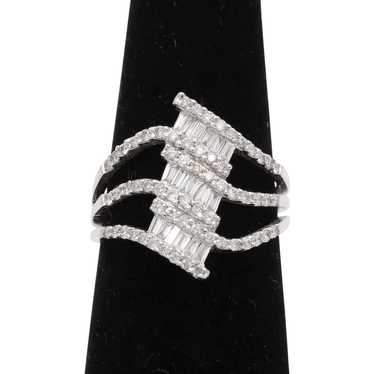 Vintage 18K White Gold Diamond Knuckle Ring - image 1