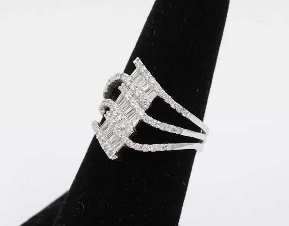 Vintage 18K White Gold Diamond Knuckle Ring - image 2