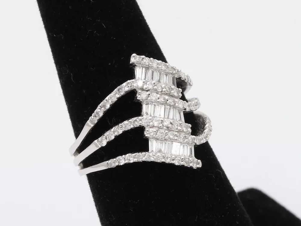 Vintage 18K White Gold Diamond Knuckle Ring - image 3