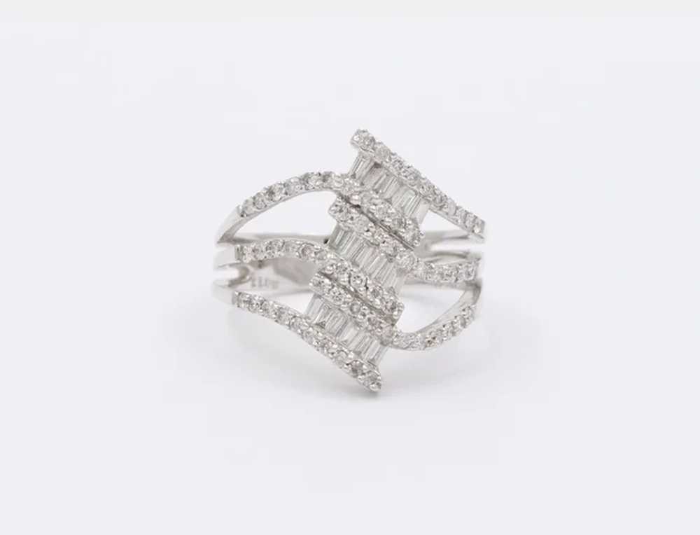 Vintage 18K White Gold Diamond Knuckle Ring - image 6
