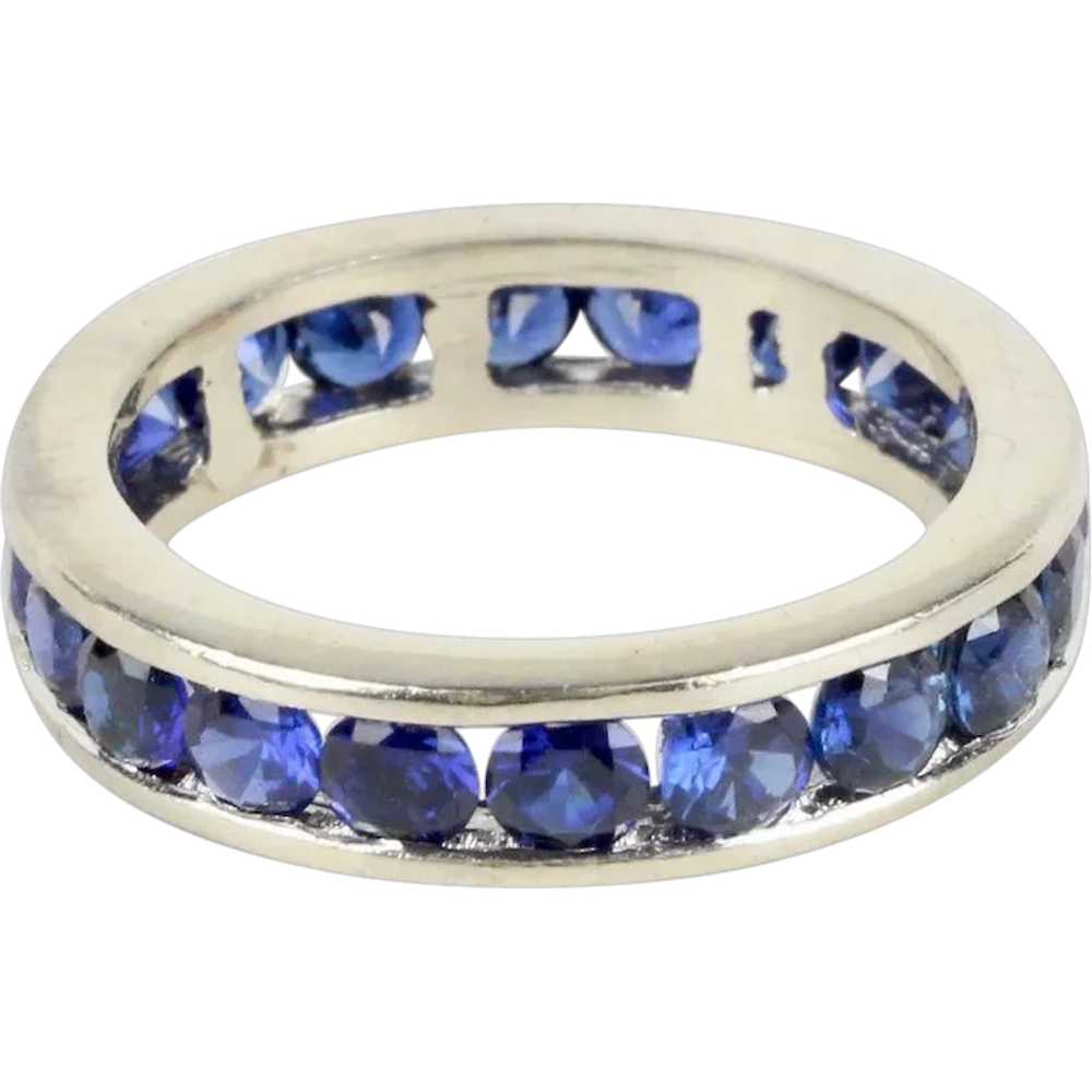 Beautiful Vintage Ladies Eternity Ring Blue Sapph… - image 1