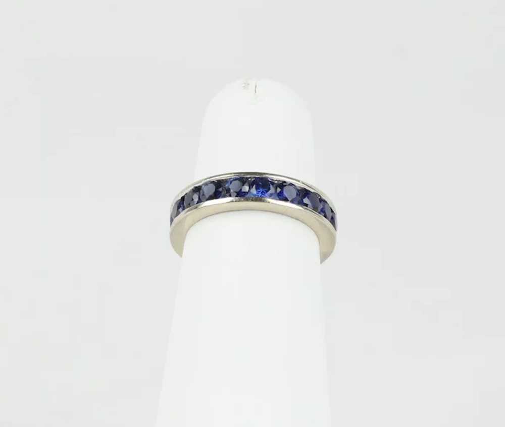 Beautiful Vintage Ladies Eternity Ring Blue Sapph… - image 5