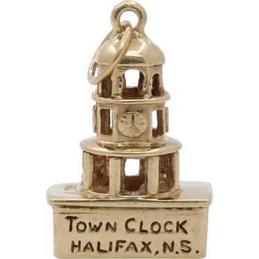 Vintage 10K Yellow Gold Town Clock Charm