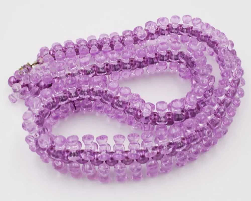 Necklace Earrings Signed Strand Purple Unique Pla… - image 4