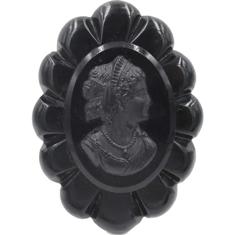 Brooch Pin Bakelite Celluloid Cameo 1930s Victori… - image 1