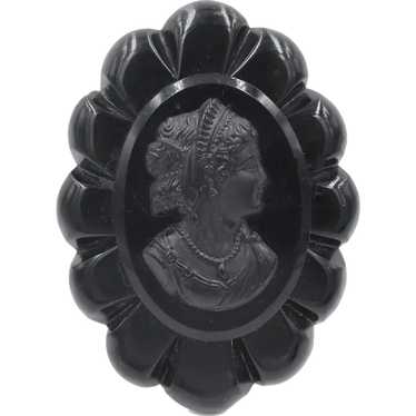 Brooch Pin Bakelite Celluloid Cameo 1930s Victori… - image 1