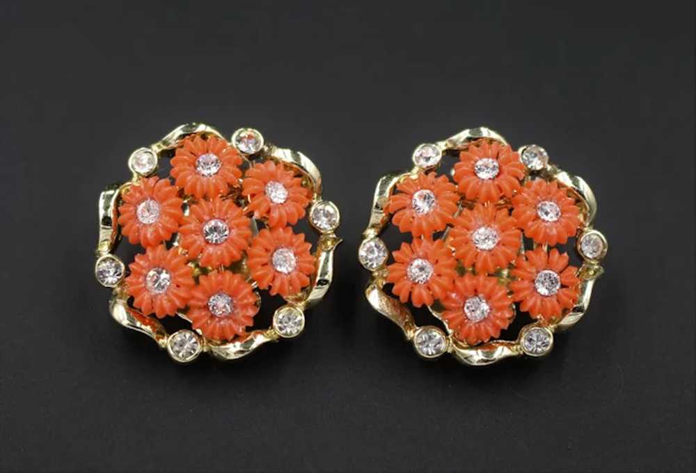 Earrings Necklace Demi Orange Flower - image 4