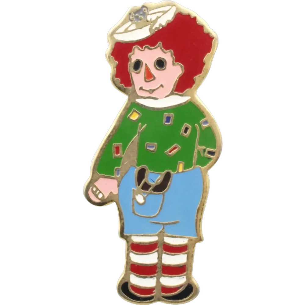 Brooch Lapel Pin Raggedy Andy Doll Signed SMS - image 1