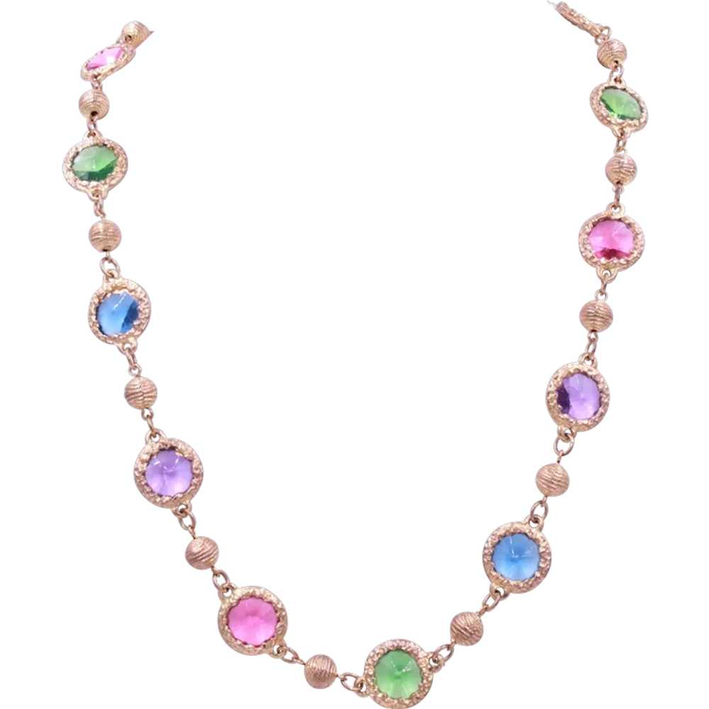 Necklace Chain Bezel Set Bicone Crystal Spring Pa… - image 1
