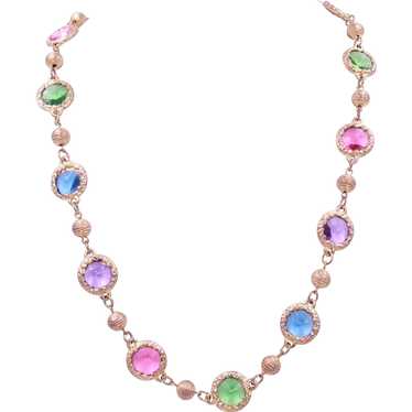 Necklace Chain Bezel Set Bicone Crystal Spring Pa… - image 1