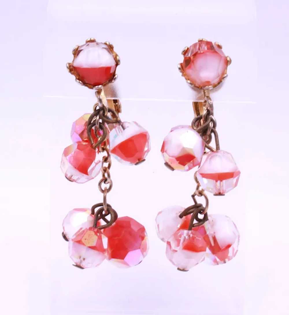Necklace Earrings Ring Demi Pink Givre Glass - image 4