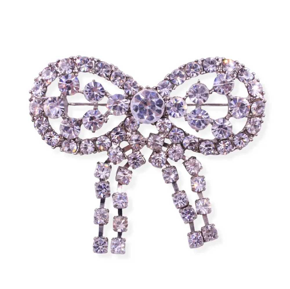 Brooch Pin Rhinestone Holiday Bow Articulated - image 3