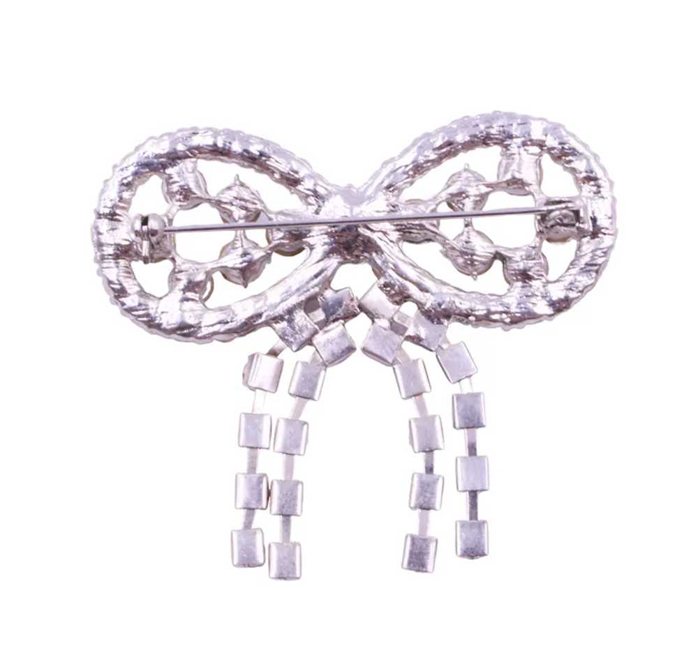 Brooch Pin Rhinestone Holiday Bow Articulated - image 5