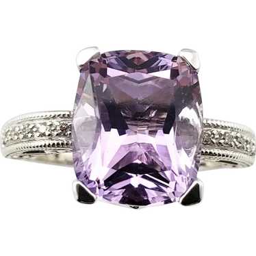 Vintage 14 Karat White Gold Amethyst and Diamond … - image 1