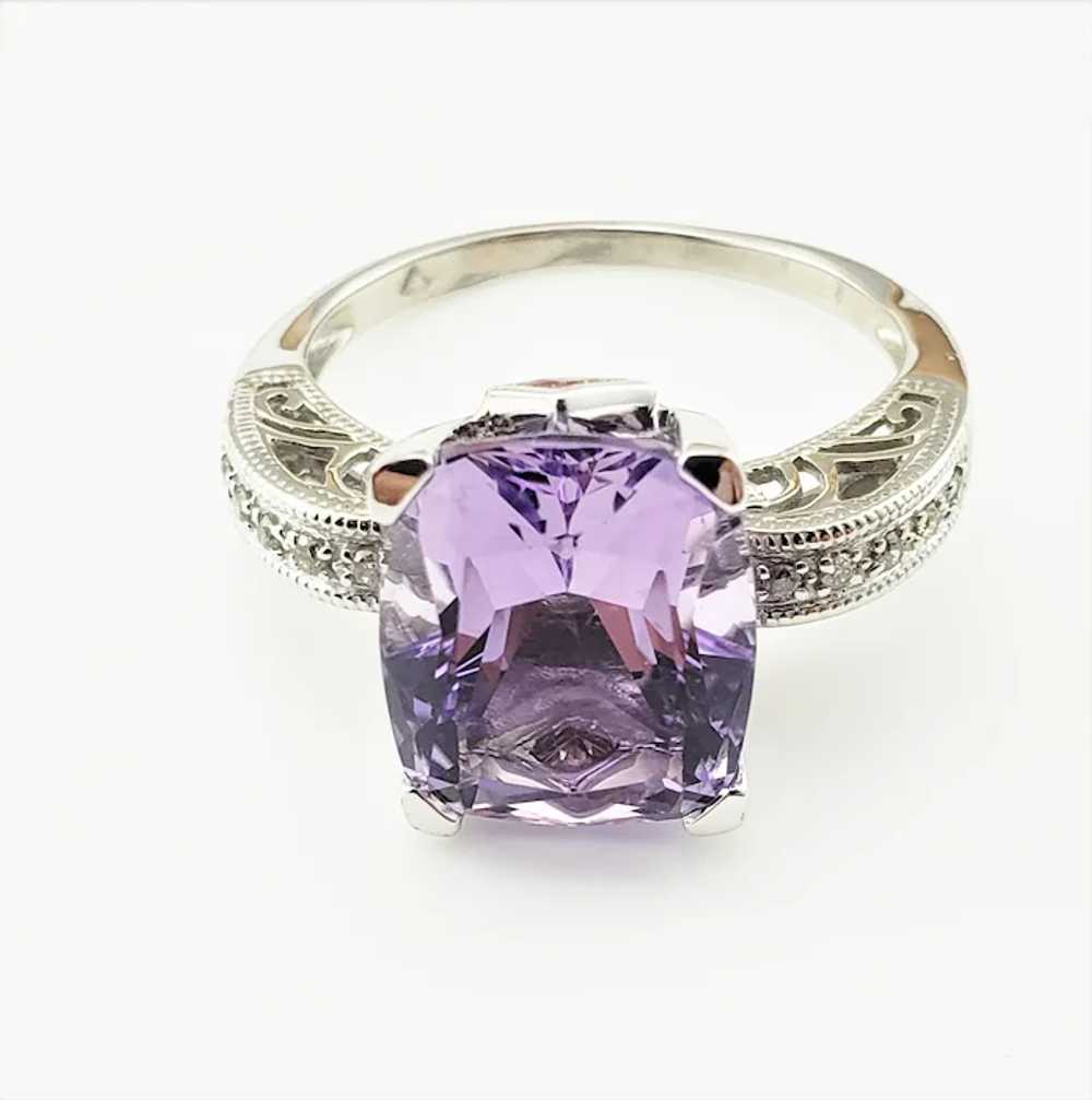 Vintage 14 Karat White Gold Amethyst and Diamond … - image 2