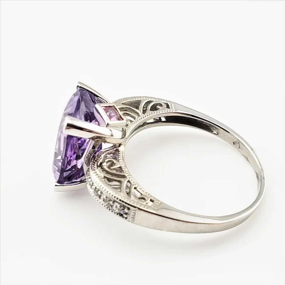 Vintage 14 Karat White Gold Amethyst and Diamond … - image 3