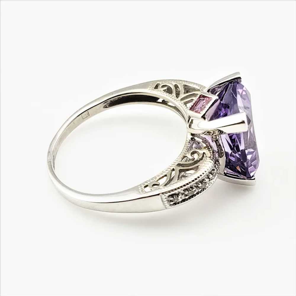 Vintage 14 Karat White Gold Amethyst and Diamond … - image 4