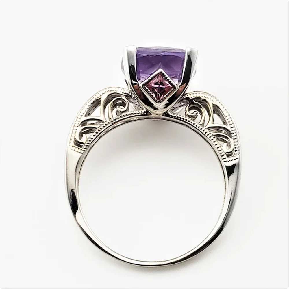 Vintage 14 Karat White Gold Amethyst and Diamond … - image 5