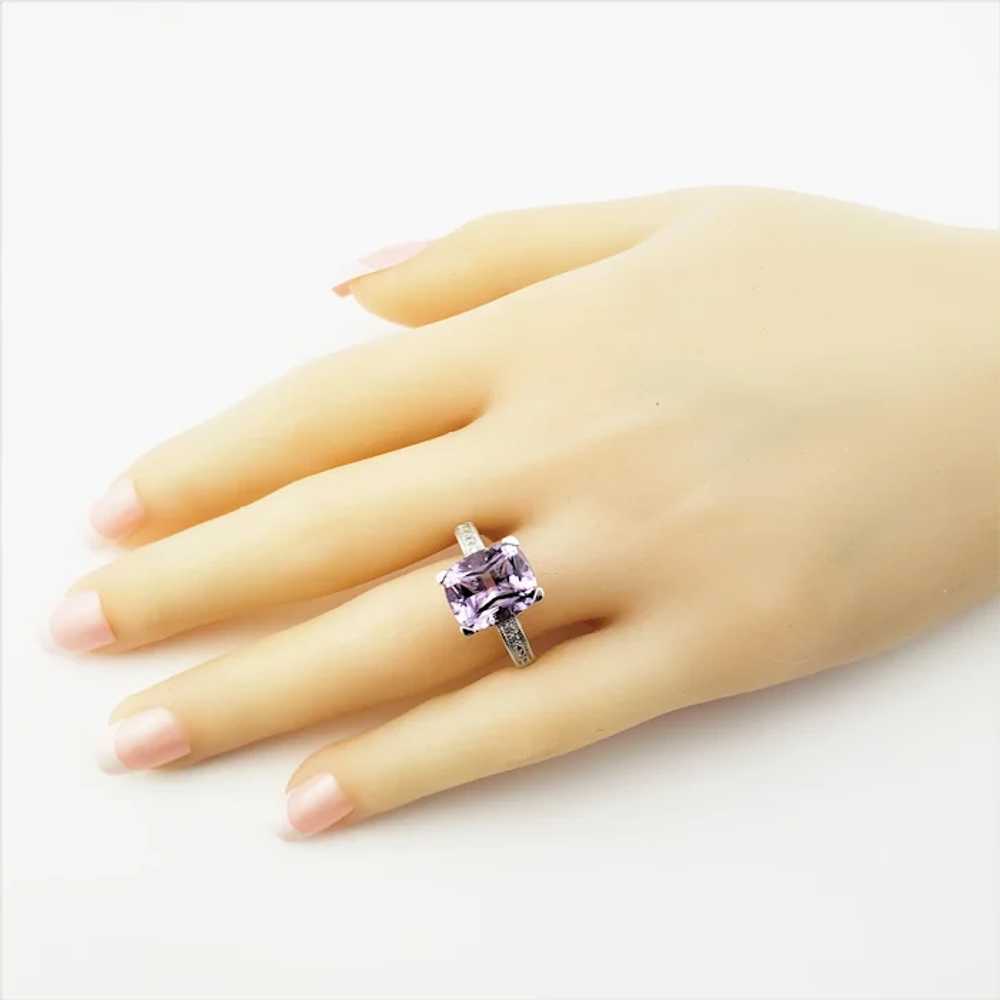 Vintage 14 Karat White Gold Amethyst and Diamond … - image 7