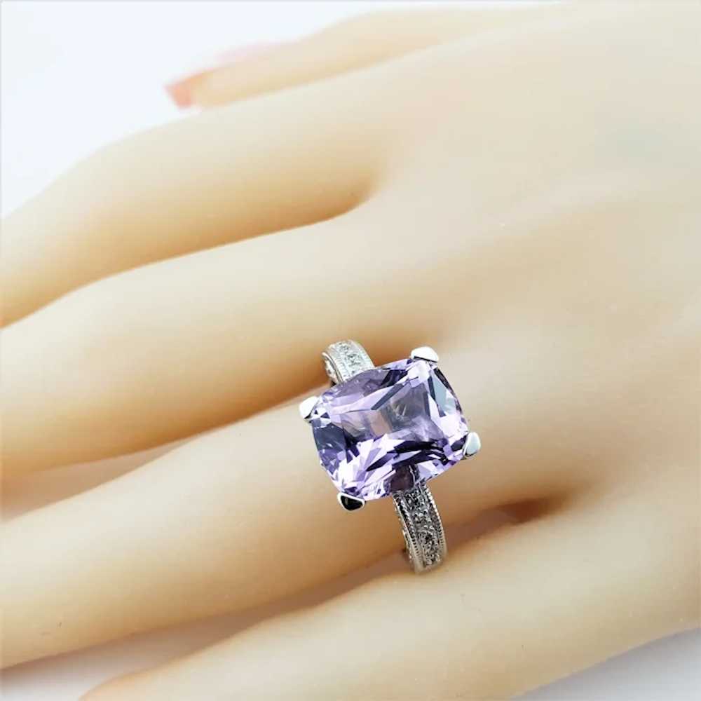 Vintage 14 Karat White Gold Amethyst and Diamond … - image 8