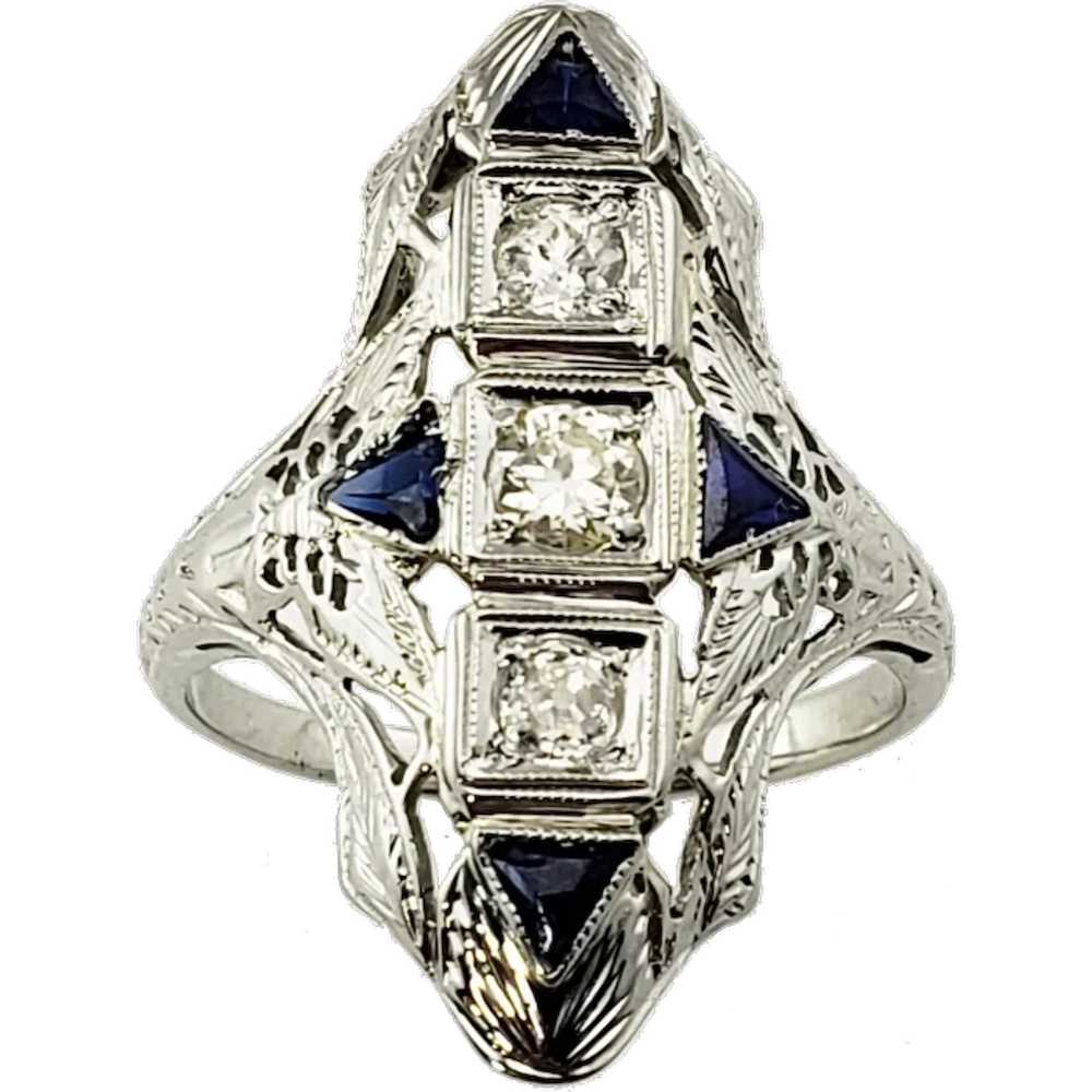 Vintage 18 Karat White Gold Filigree Diamond Ring… - image 1
