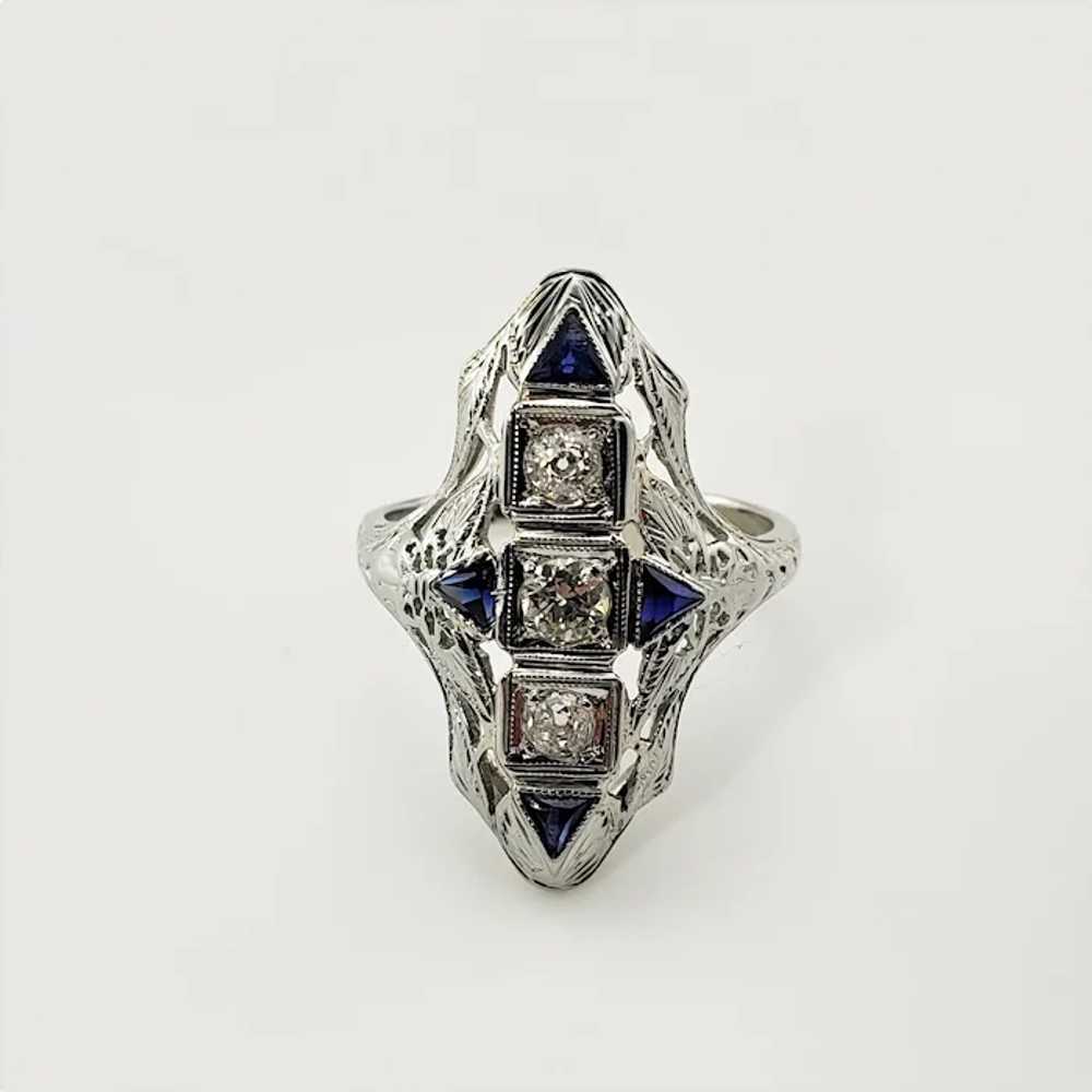 Vintage 18 Karat White Gold Filigree Diamond Ring… - image 2