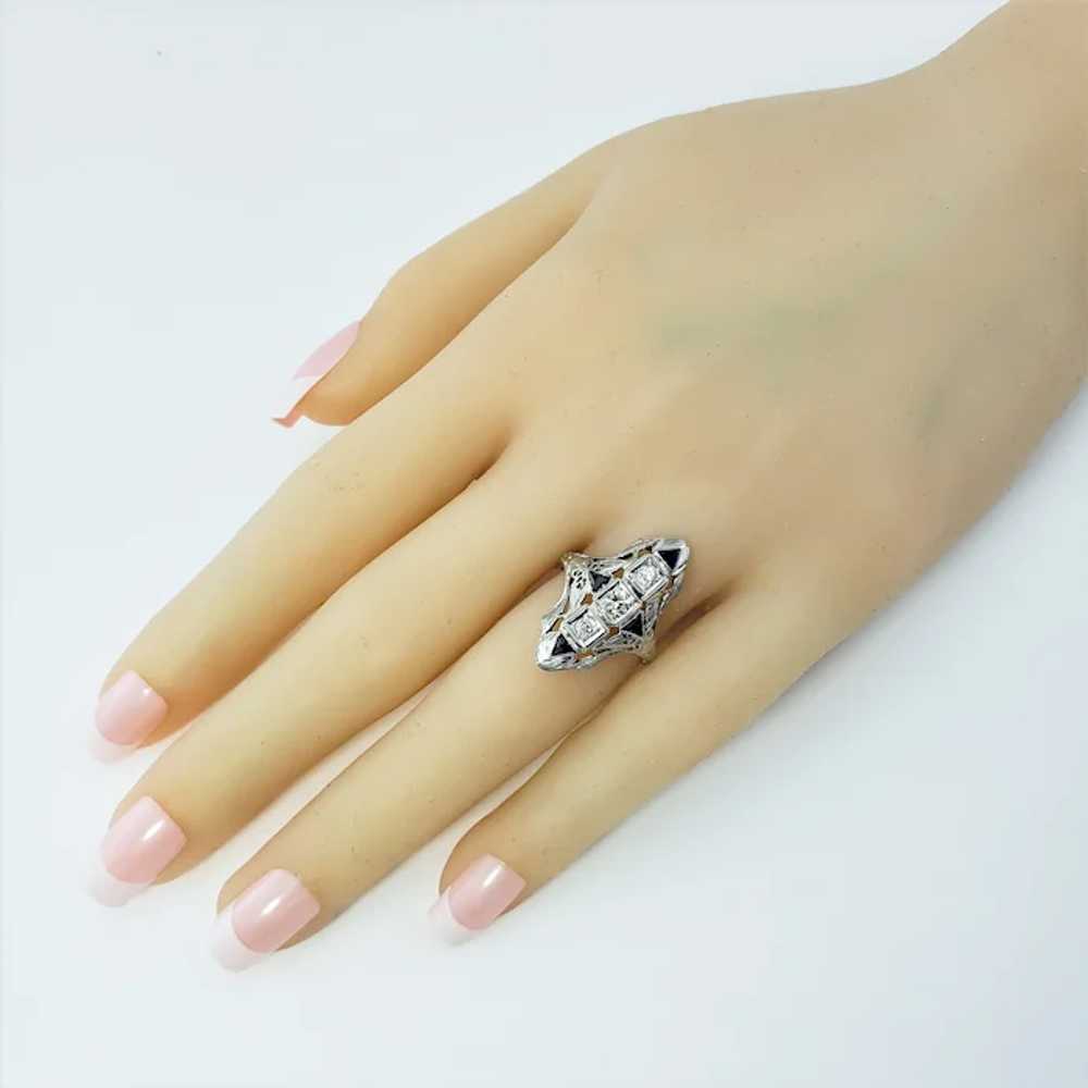Vintage 18 Karat White Gold Filigree Diamond Ring… - image 7