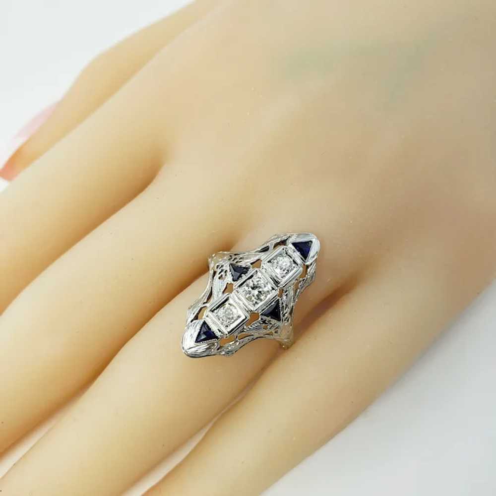 Vintage 18 Karat White Gold Filigree Diamond Ring… - image 8