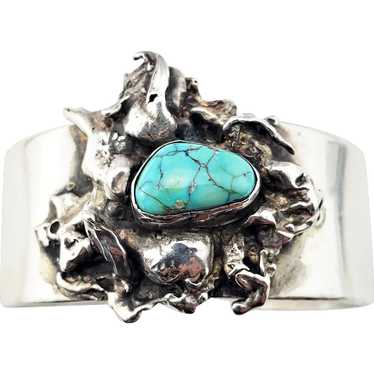 Vintage Abstract Dripped Sterling Silver Turquoise
