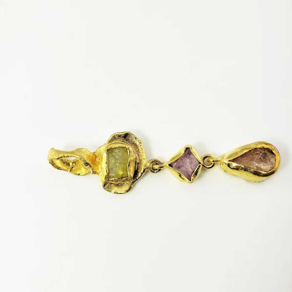 Vintage Handmade 21 Karat Yellow Gold and Glass P… - image 3