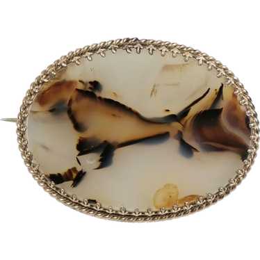 Unusual Scottish Victorian Agate Pin Brooch - image 1