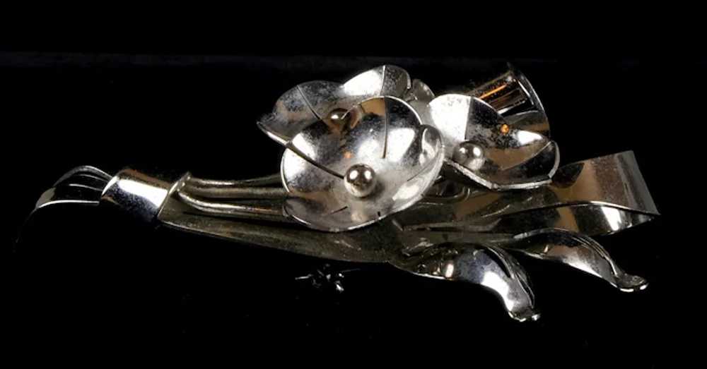 Large Dimensional Sterling Silver Bouquet Pin - image 2