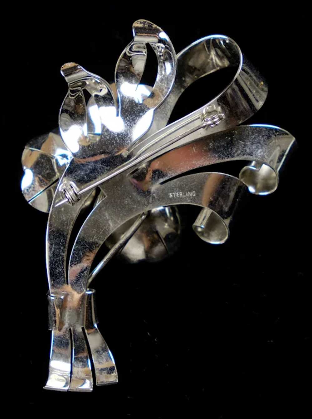 Large Dimensional Sterling Silver Bouquet Pin - image 3