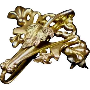 Artistic Art Nouveau Gold Filled Watch Pin