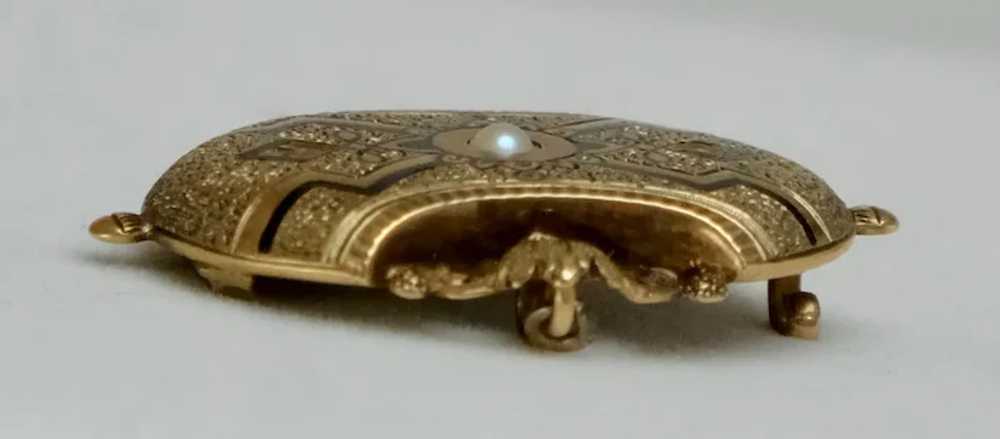 Lovely Antique Victorian 14K Gold Black Enamel Br… - image 5