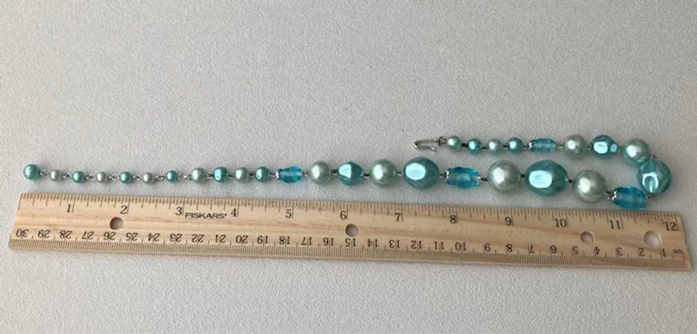 JAPAN Aqua Blue Faux Pearls and Beads Necklace - image 6