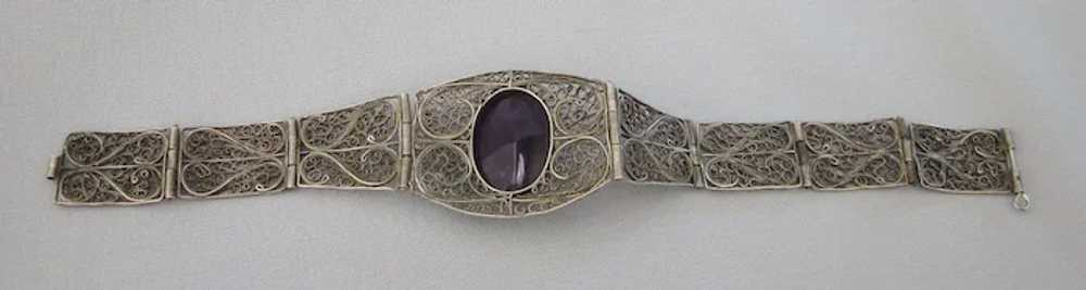 Exquisite Ornate Sterling and Amethyst Gemstone 7… - image 8